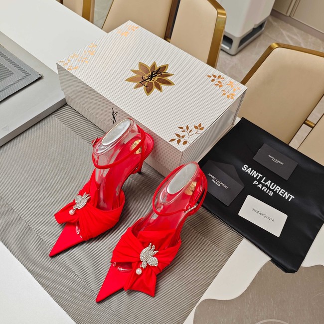 Saint Laurent AMALIA slingback pumps in satin crepe Heel 10.5CM 35964-5