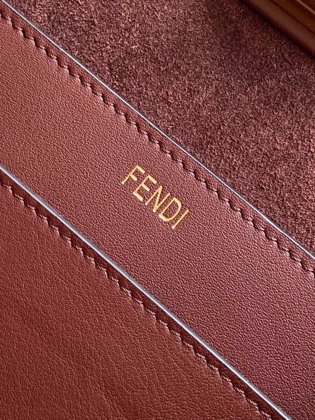 FENDI Way Medium Cowhide Bag 8BN367 wine red