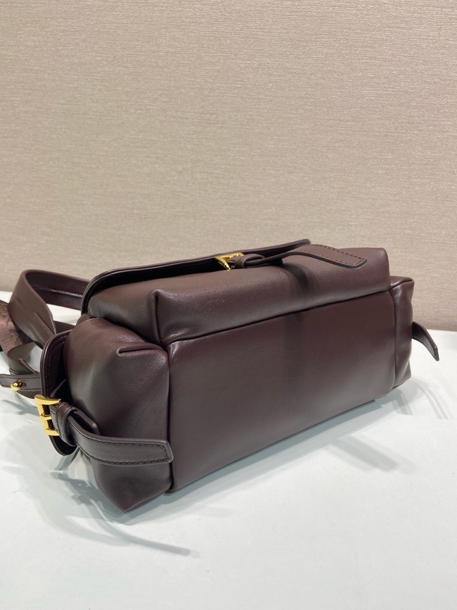 Prada Route medium leather tote bag 1BD394 wine red