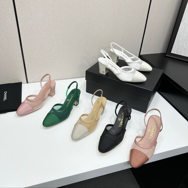Chanel Slingbacks Mesh & Grosgrain Heel Height 65mm G31318-2