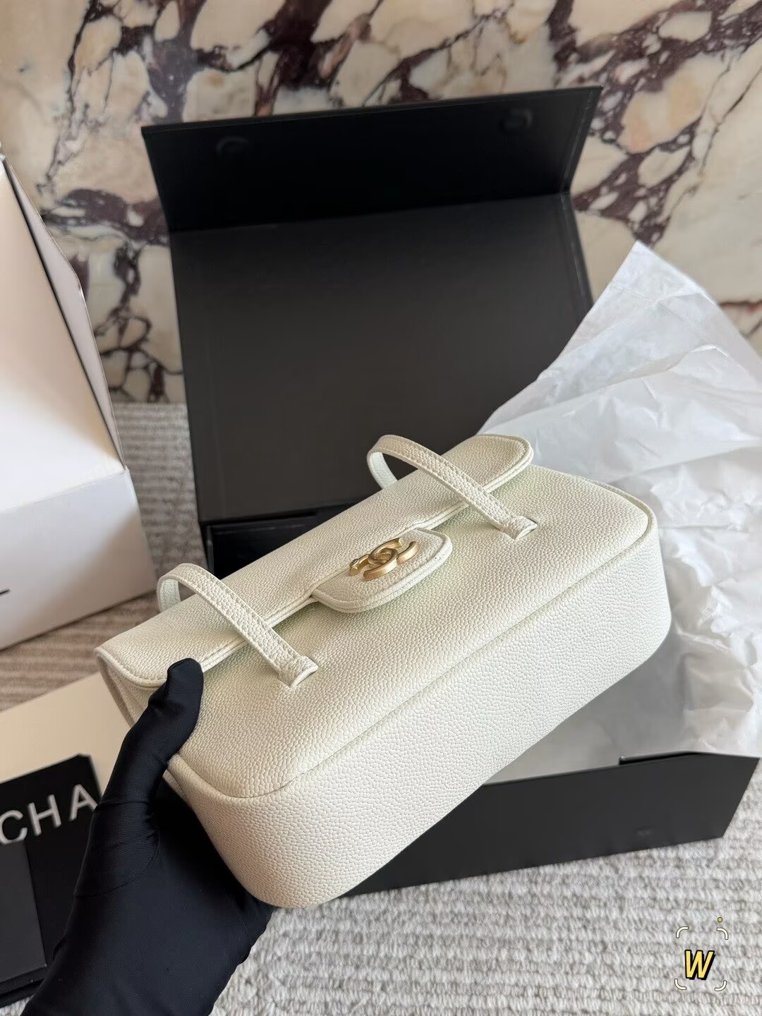 Chanel 26S Preppy Coco Top Handle Bag A53201 White