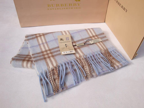 Burberry Cashmere Light Blue Nova Check Scarf