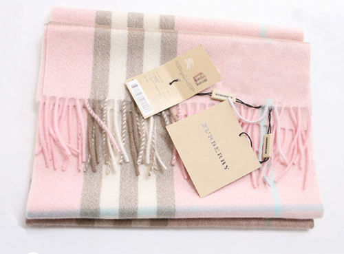 Burberry Cashmere Pink Giant Check Scarf