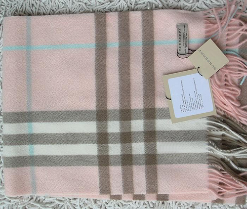 Burberry Cashmere Pink Giant Check Scarf