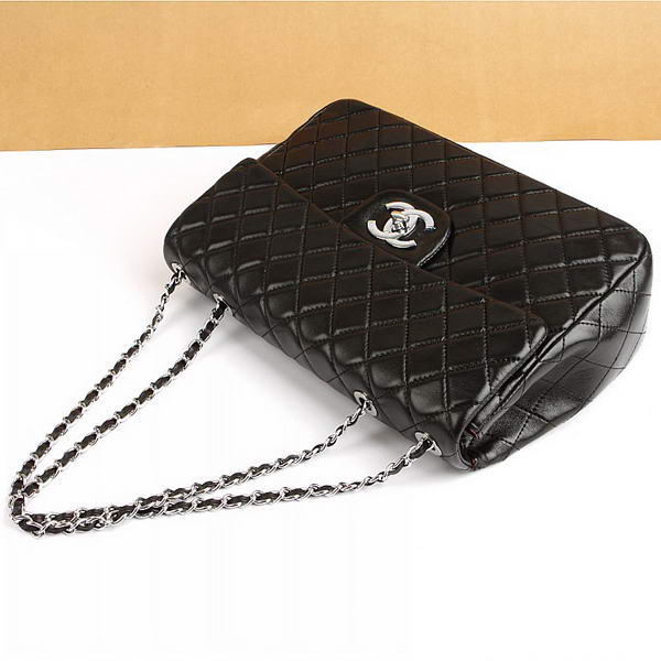 Chanel Jumbo Bags 2126 Black Leather Silver Hardware