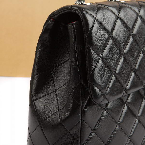 Chanel Jumbo Bags 2126 Black Leather Silver Hardware