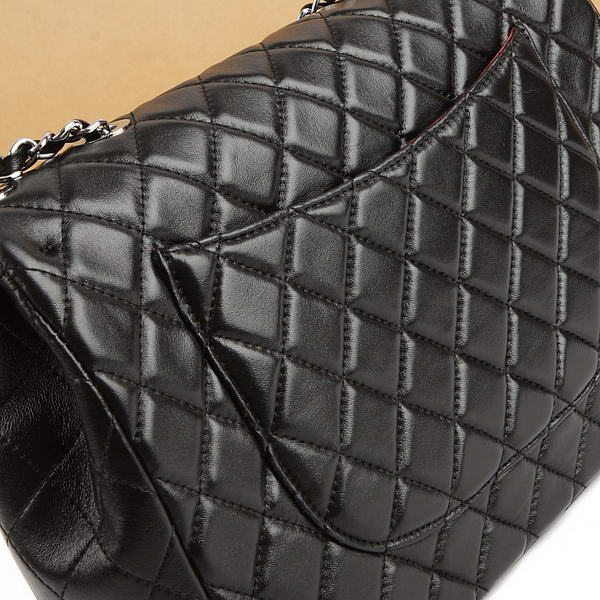 Chanel Jumbo Bags 2126 Black Leather Silver Hardware