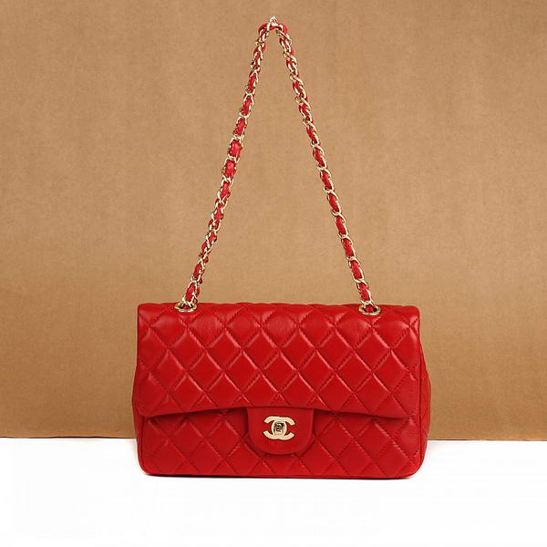 Chanel 2.55 Series Flap Bag A01112 Red Leather Golden Hardware