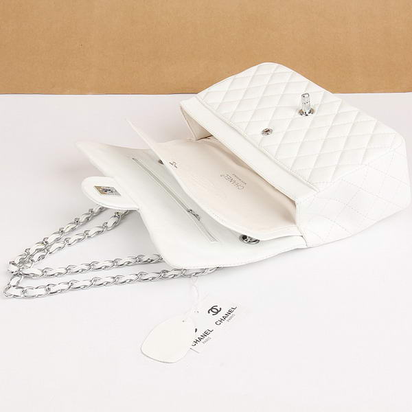 Chanel 2.55 Series Flap Bag A01112 White Leather Silver Hardware