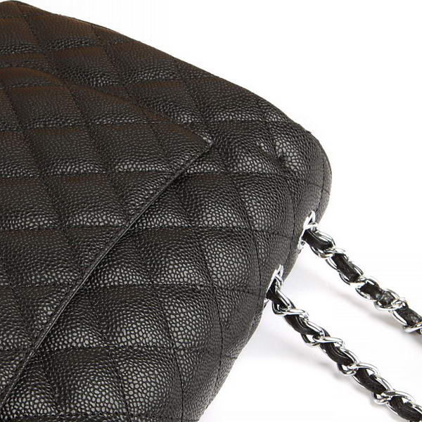 Chanel Jumbo Bags A36073 Black Caviar Leather Silver Hardware