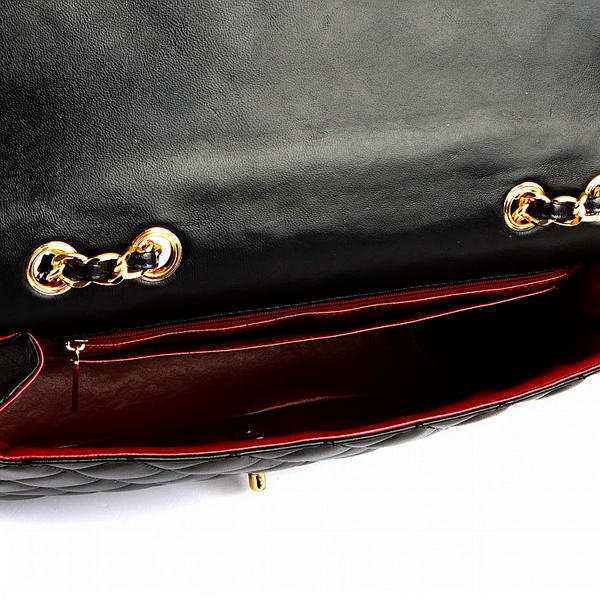 Chanel Jumbo Bags A36073 Black Lambskin Leather Golder Hardware