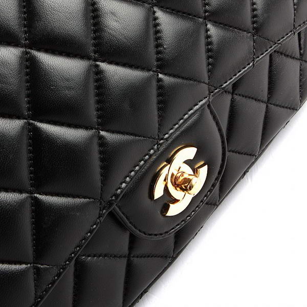 Chanel Jumbo Bags A36073 Black Lambskin Leather Golder Hardware