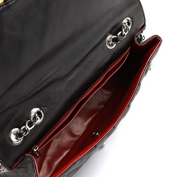 Chanel Jumbo Bags A36073 Black Lambskin Leather Silver Hardware