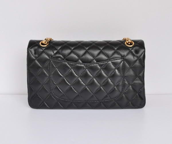 buy cheap Chanel 2.55 Series 1122 Classic Black Sheepskin Flap Bag Gold Hardware