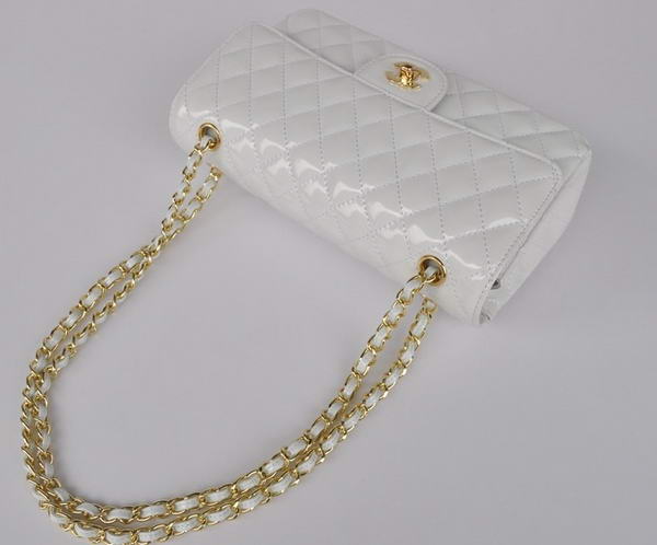 buy Cheap Chanel 2.55 Series White Patent Leather Flap Bag Gold Hardware