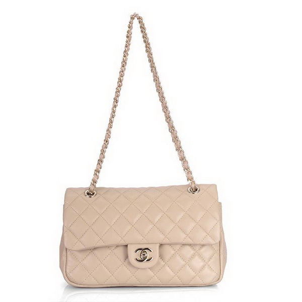 Chanel Classic 2.55 Series Flap Bag 1112 Apricot Leather Golden Hardware