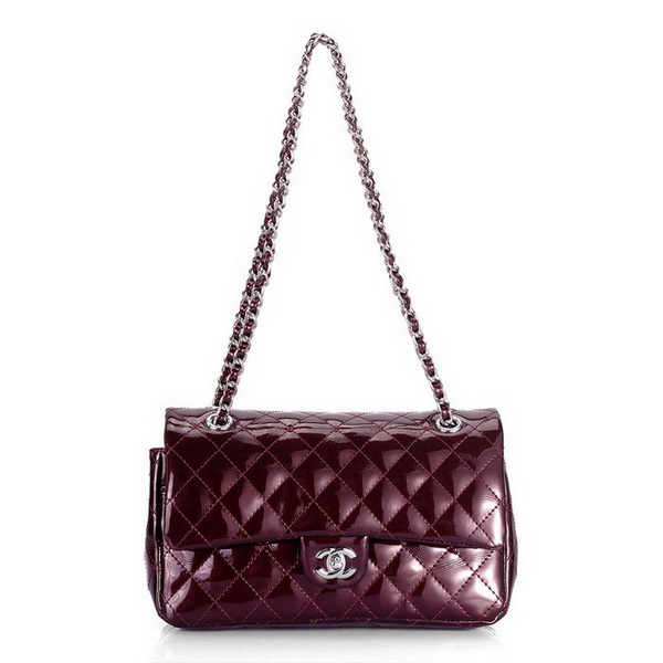 Chanel Classic 2.55 Series Flap Bag 1112 Dark Red Leather Silver Hardware