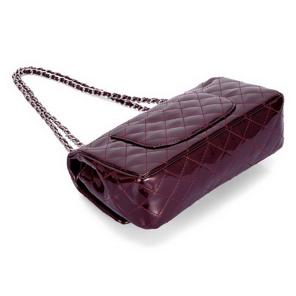 Chanel Classic 2.55 Series Flap Bag 1112 Dark Red Leather Silver Hardware