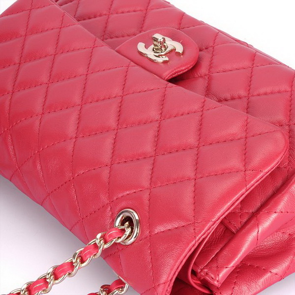 Chanel Classic 2.55 Series Flap Bag 1112 Red Leather Golden Hardware 