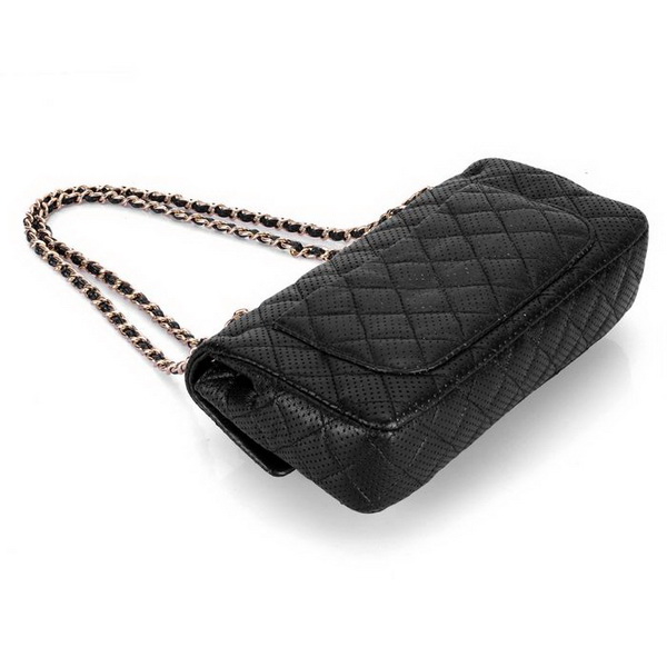 Chanel 1117 Classic Flap Bag Black Leather Golden Hardware