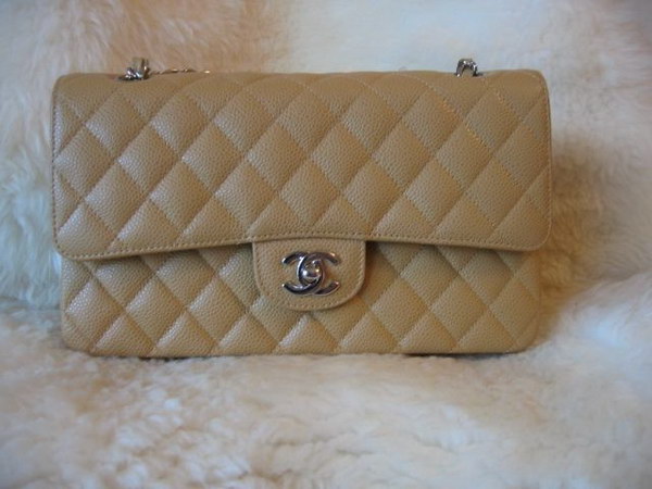 Chanel 2.55 Quilted Flap Bag 1112 Apricot with Silver Hardware