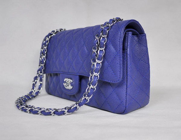 Chanel 2.55 Quilted Flap Bag 1112 Blue with Silver Hardware