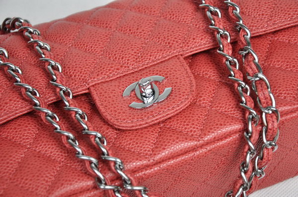 Chanel 2.55 Quilted Flap Bag 1112 Red with Silver Hardware