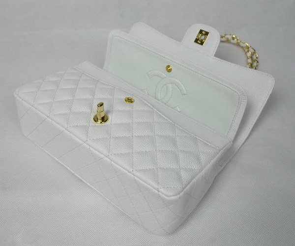 Chanel 2.55 Quilted Flap Bag 1112 White with Gold Hardware