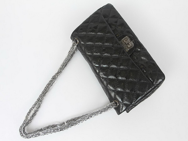 Chanel 2.55 Classic Quilted Flap Bag Black Cow Leather 35454