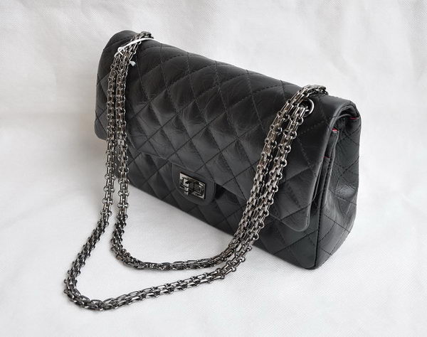 Chanel 2.55 Series Flap Bag Black with Silver-Gray Chain 30226