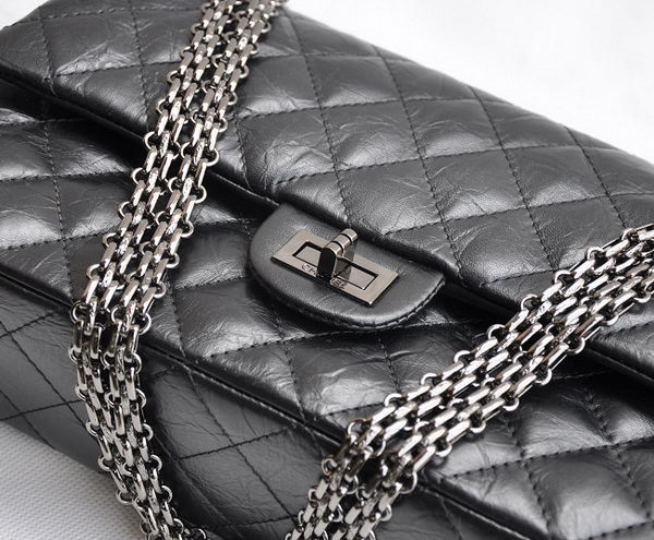 Chanel 2.55 Series Flap Bag Black with Silver-Gray Chain 30226