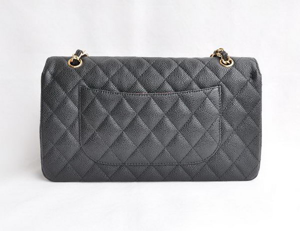 Chanel Classic 2.55 Series Black Caviar Golden Chain Quilted Flap Bag 1113