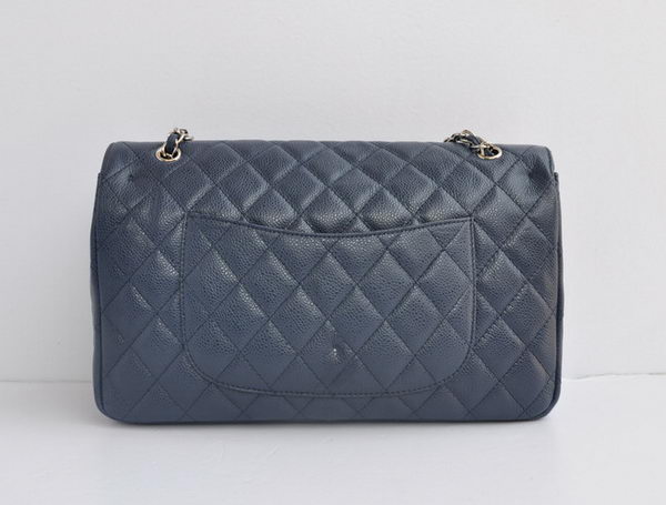 Chanel Classic 2.55 Series Light Blue Caviar Silver Chain Quilted Flap Bag 1113