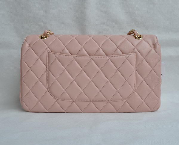 Chanel Classic 2.55 Series Pink Lambskin Golden Chain Quilted Flap Bag 1113