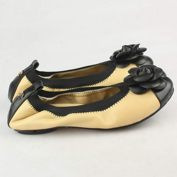 Chanel Camellia Ballerina Sheepskin Flats Apricot