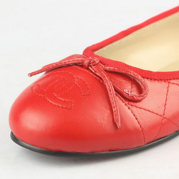 Chanel Stitching Sheepskin Flats Red