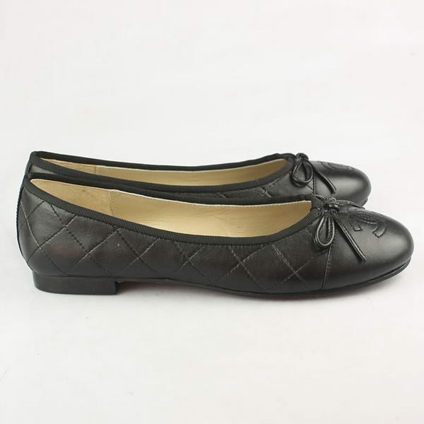 Chanel Stitching Sheepskin Flats Black