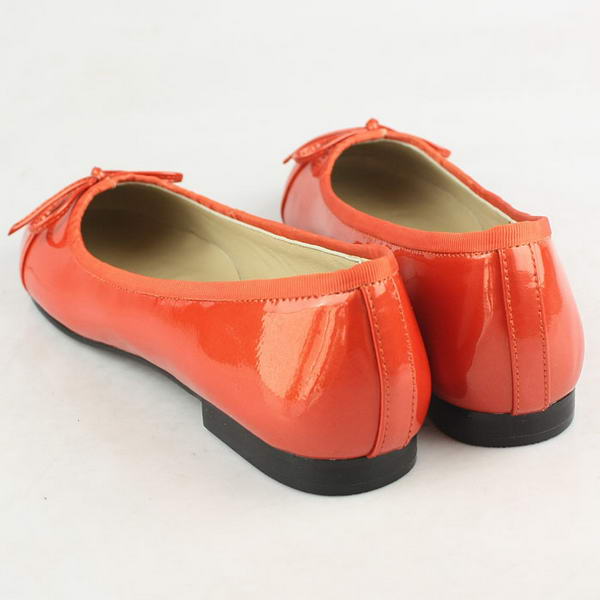 Chanel Patent Bowknot Toe Flats Orange