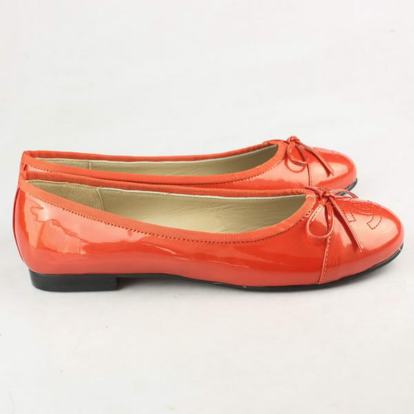 Chanel Patent Bowknot Toe Flats Orange