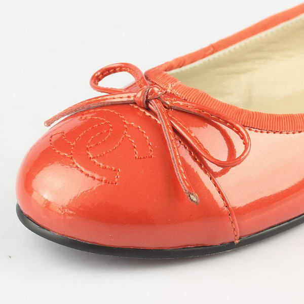 Chanel Patent Bowknot Toe Flats Orange