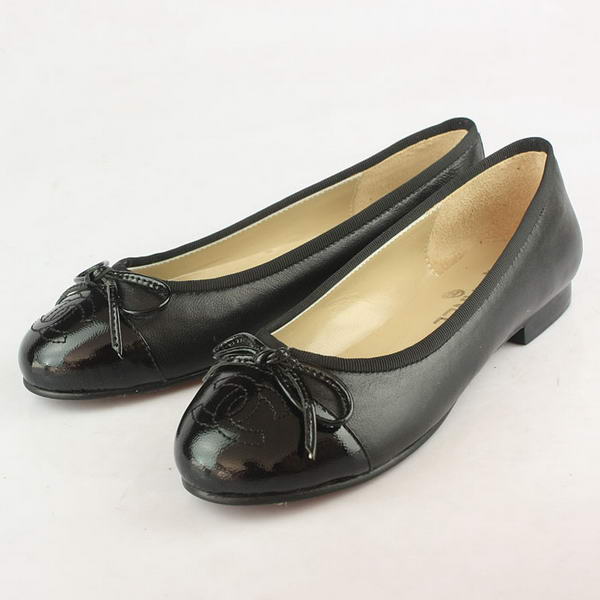 Chanel Ballerina Patent Toe Flats Black