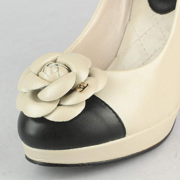 Chanel Camellia Platform Sheepskin Pumps Apricot