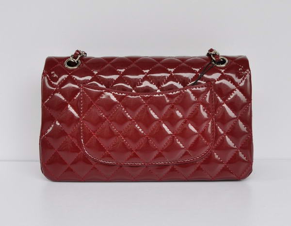 Cheap Chanel 2.55 Series Flap Bag 1112 Maroon Patent Leather Silver Hardware