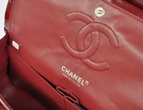 Cheap Chanel 2.55 Series Flap Bag 1112 Maroon Patent Leather Silver Hardware