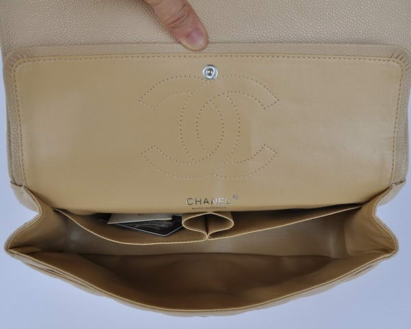 Cheap Chanel 2.55 Series Flap Bag 1113 Apricot Leather Silver Hardware