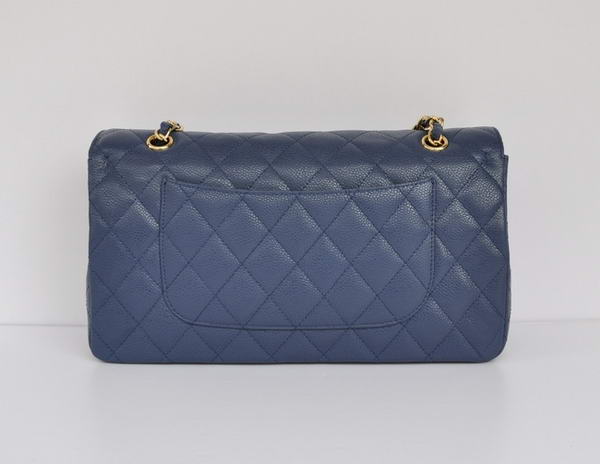 Cheap Chanel 2.55 Series Flap Bag 1113 Blue Leather Golden Hardware