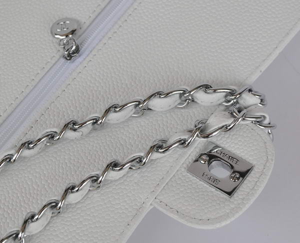 Cheap Chanel 2.55 Series Flap Bag 1113 White Leather Silver Hardware