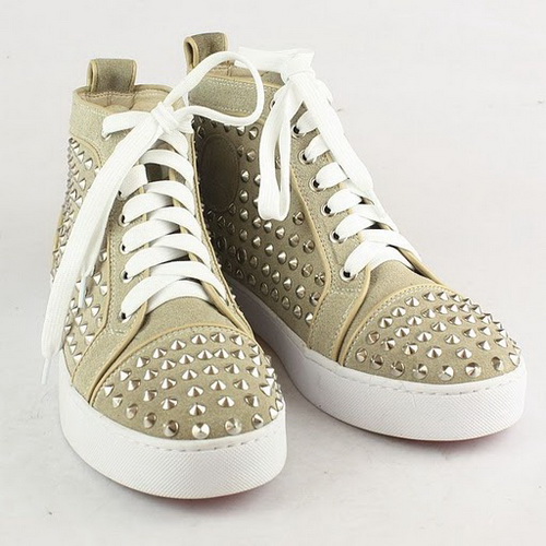 Christian Louboutin Suede Louis Mens Flat Spikes Apricot 