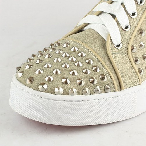 Christian Louboutin Suede Louis Mens Flat Spikes Apricot 