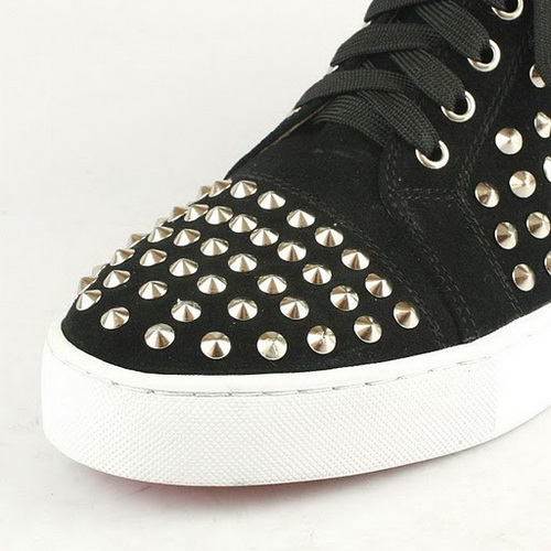 Christian Louboutin Suede Louis Mens Flat Spikes Black 